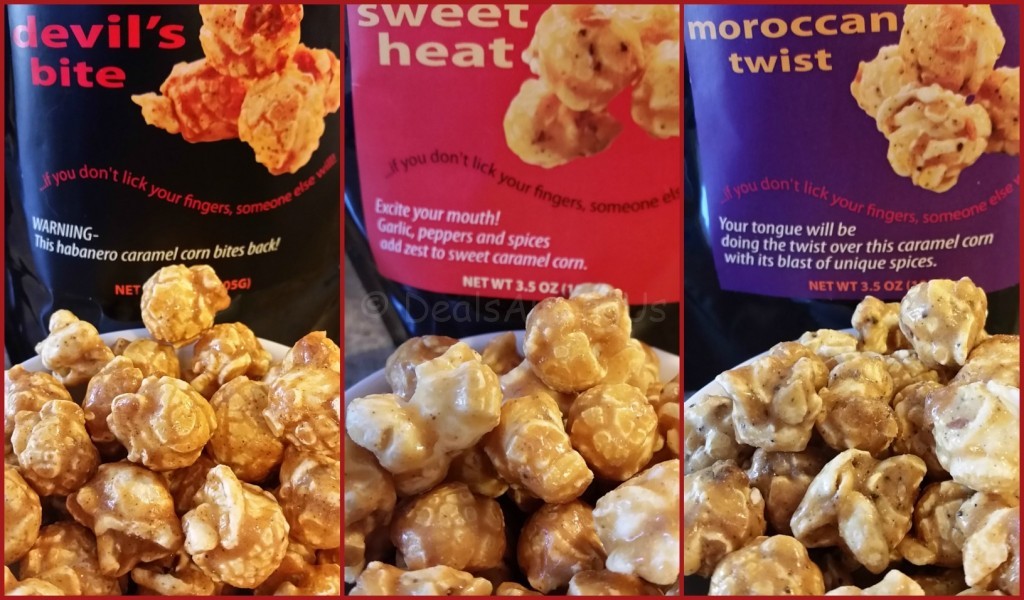 All 3 flavors of Sauce Goddess Caramel Popcorn