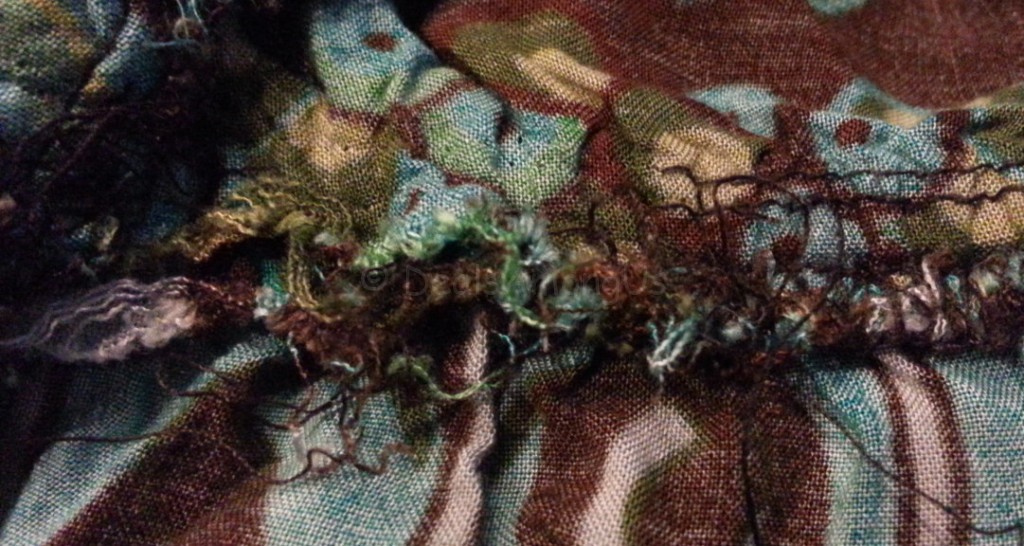 Seam connecting halter to skirt