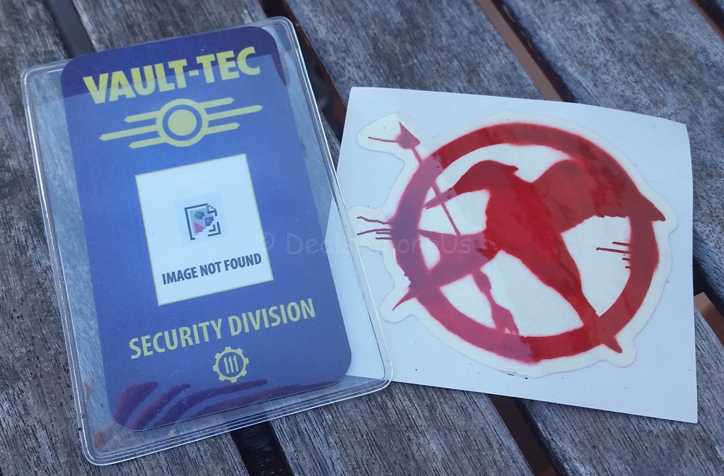 Vault Tec Badge and Mockingjoy Sticker