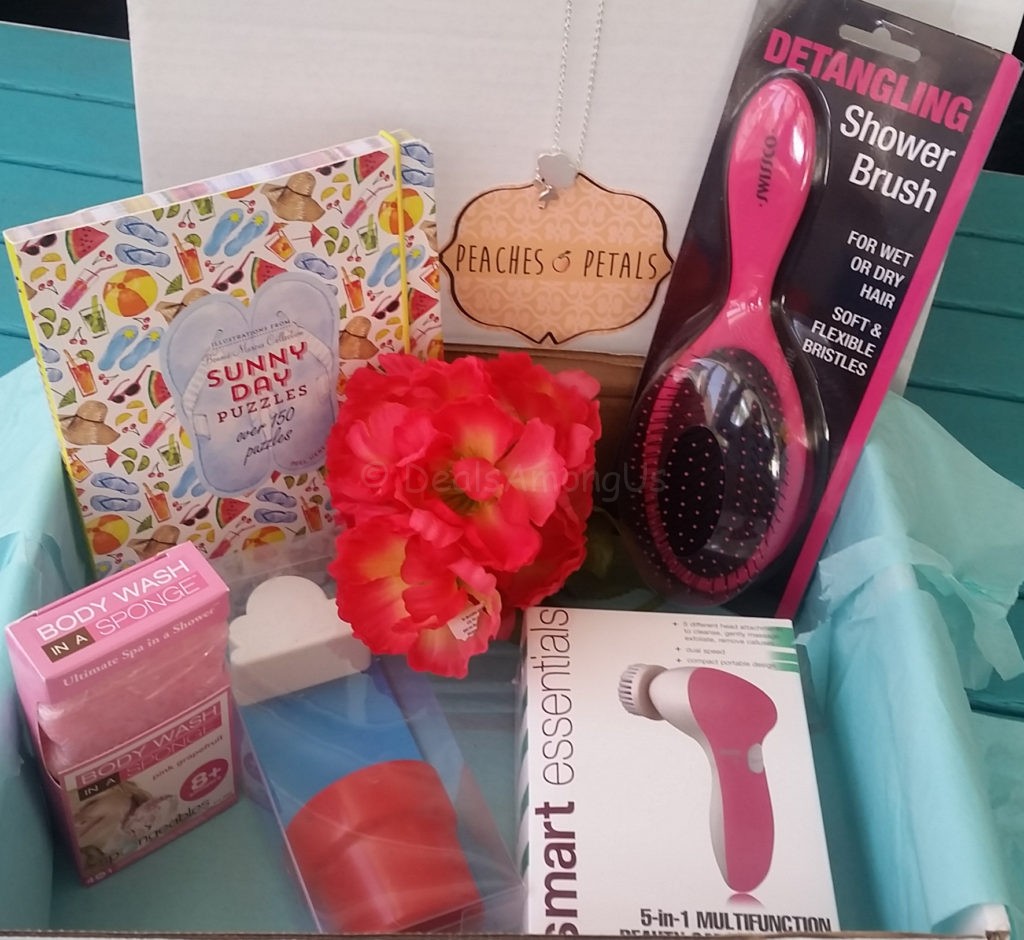 April Showers Peaches and Petals April 2016 Box Contents