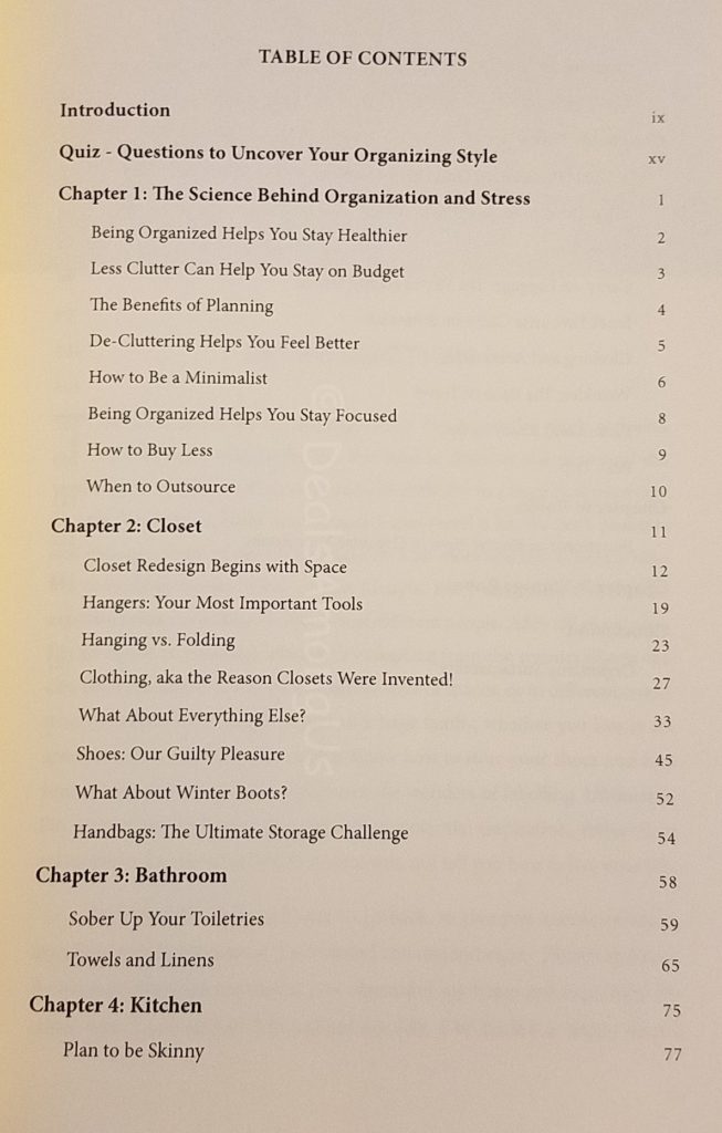 Organizing for Your Liftstyle TOC